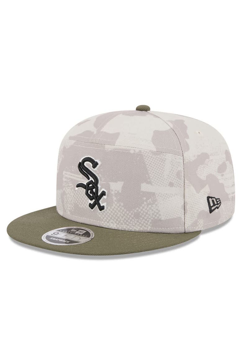 Men's New Era Light Beige/Olive Chicago White Sox 2025 Armed Forces Day Split Panel 9FIFTY Snapback Hat, Alternate, color, Light Beige