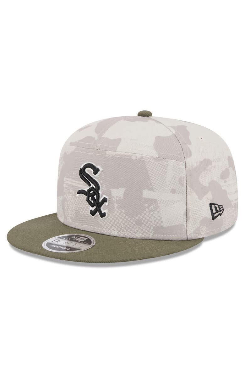 New Era Men's New Era Light Beige/Olive Chicago White Sox 2025 Armed Forces Day Split Panel 9FIFTY Snapback Hat, Alternate, color, Light Beige