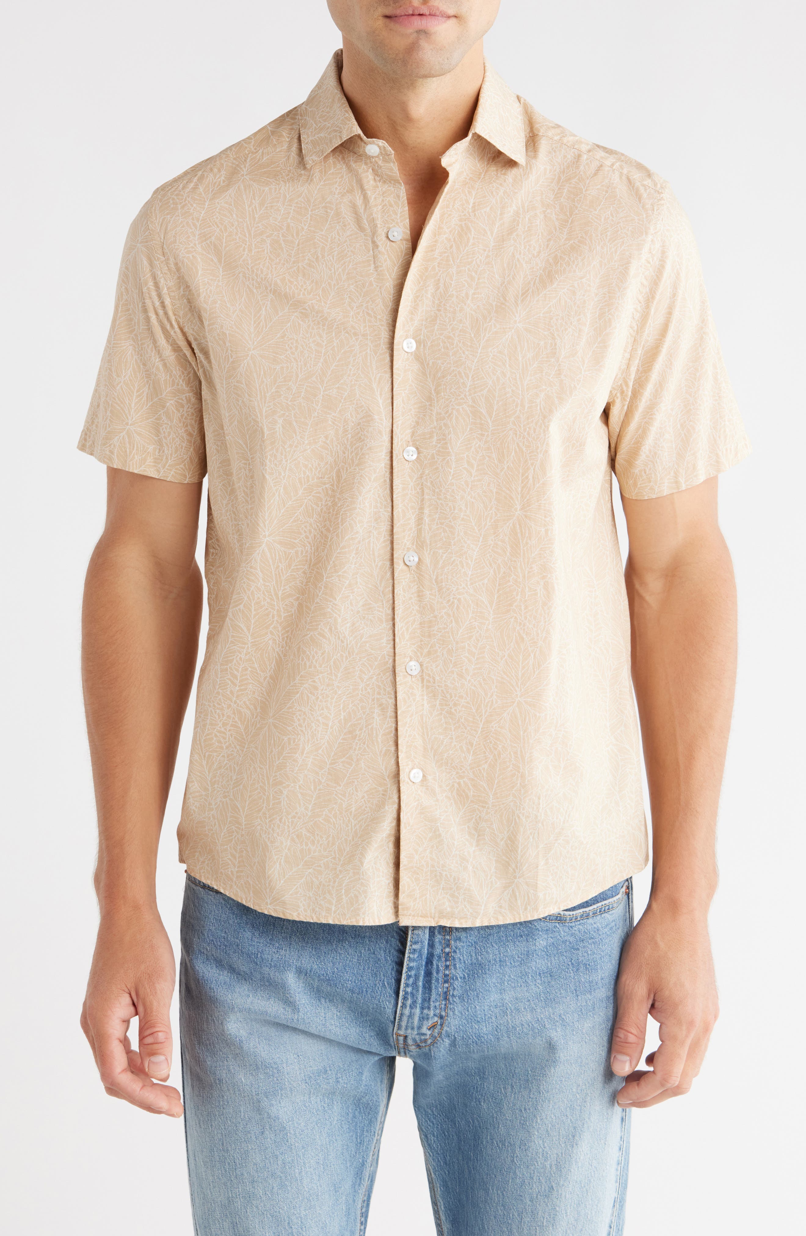 WESTZEROONE Carlos Short Sleeve Cotton Button-Up Shirt