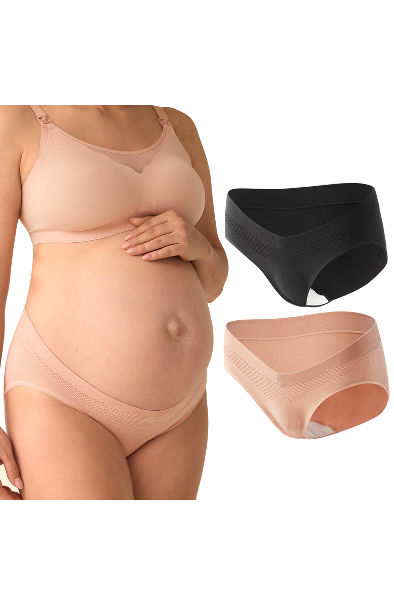 Momcozy Postpartum Panties,2 Pack, Main, color, Black And Oyster Pink