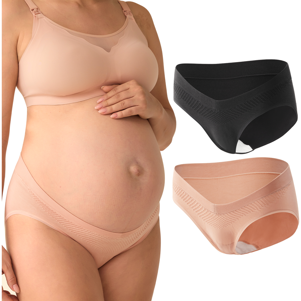 Momcozy Postpartum Panties,2 Pack in Black And Oyster Pink  product