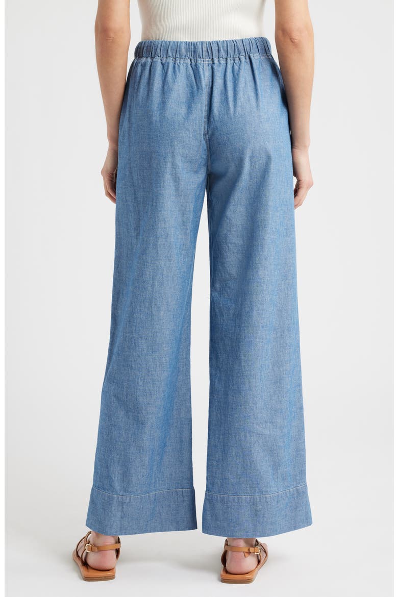 Riley Tie Waist Wide Leg Chambray Pants, Alternate, color, CHAMBRAY RINSE WASH