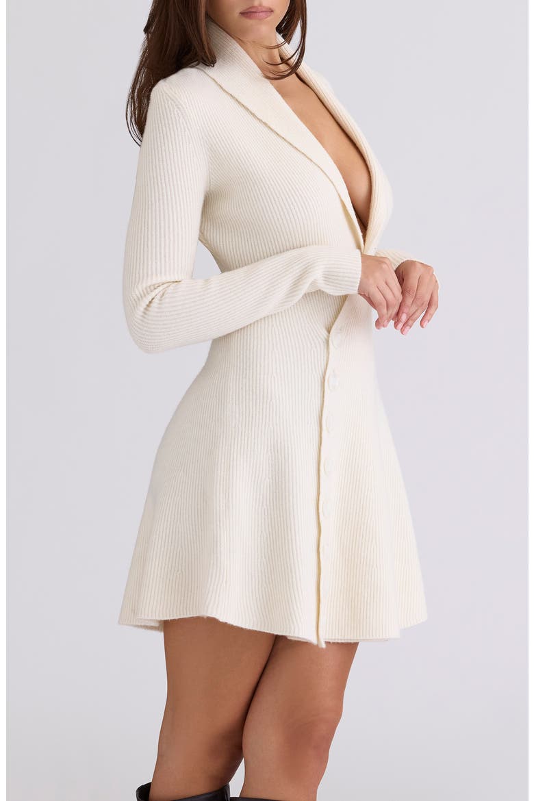 Ayla Plunge Neck Rib Knit Sweater Dress, Alternate, color, CREAM