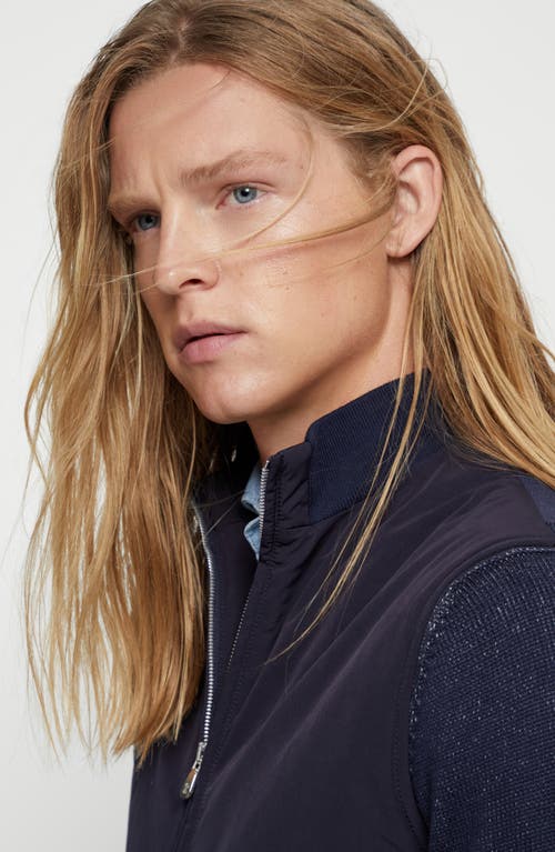 Brunello Cucinelli Dark Blue Nylon Down Jacket In Blue