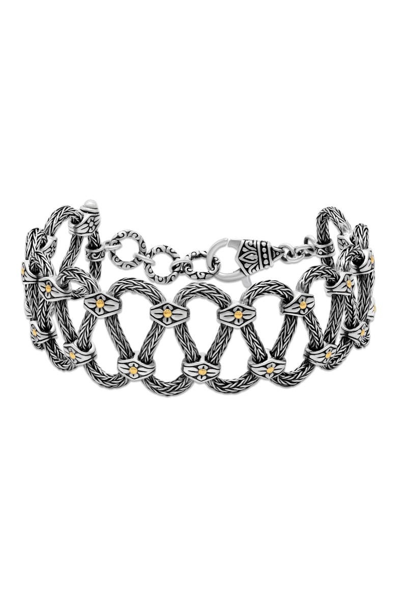 Tulang Naga Two-Tone Woven Chain Bracelet, Main, color, SILVER AND GOLD