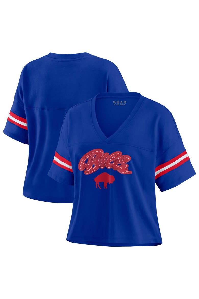 Women's WEAR by Erin Andrews Royal Buffalo Bills Plus Size Color Block Boxy V-Neck T-Shirt, Main, color, Royal