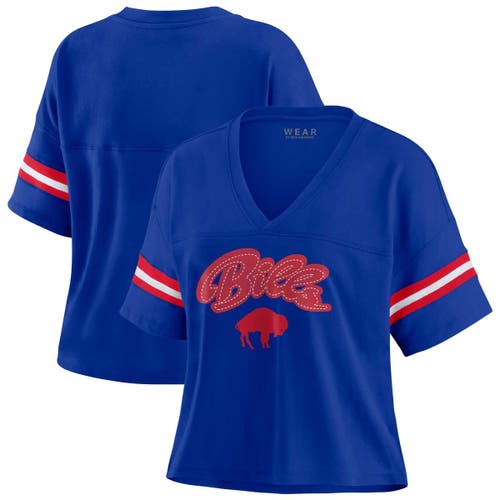 Wear By Erin Andrews Royal Buffalo Bills Plus Size Color Block Boxy V-neck T-shirt In Blue