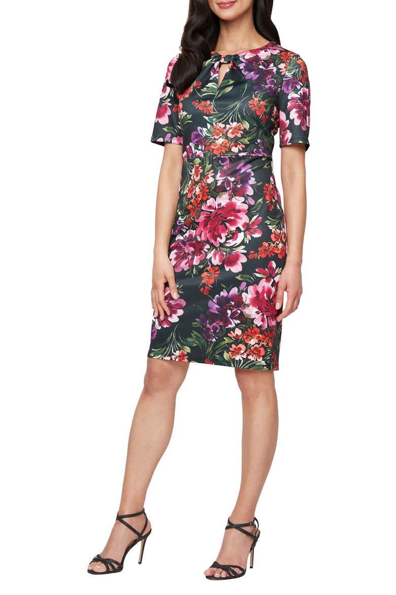 Cutout Sheath Dress, Main, color, BLACK MULTI