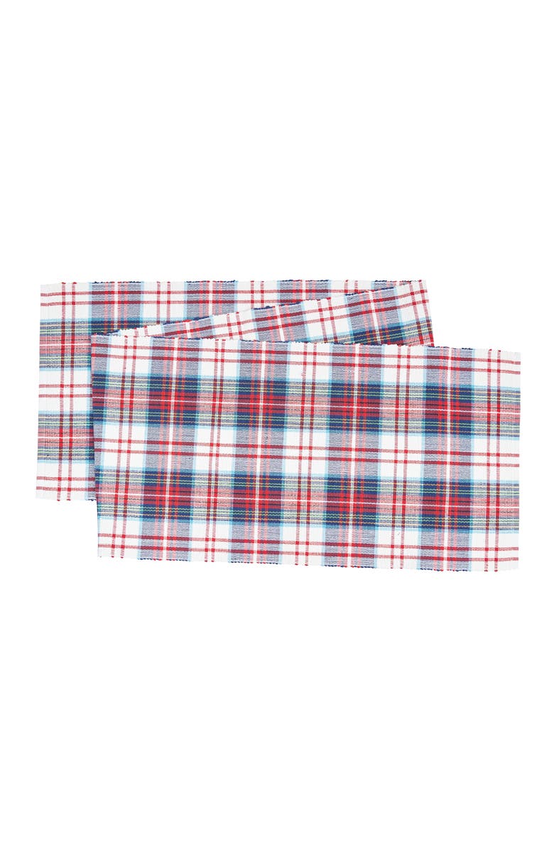 C&F Home Morris Red, Green & White Plaid 100% Cotton Christmas Table Runner 13" x 72", Main, color, Red
