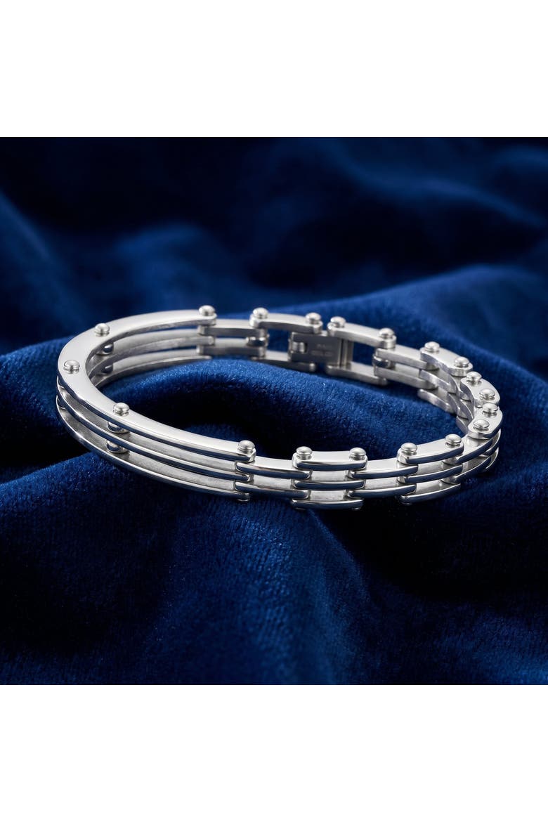 Men's Steel Polished Single Tone 7.5mm Link Flexible 8 " Cuffed Bracelet, Alternate, color, Stainless Steel