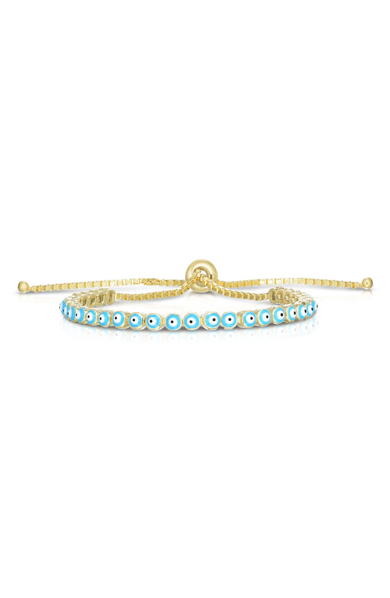 14K Yellow Gold Plated Sterling Silver Evil Eye Bracelet