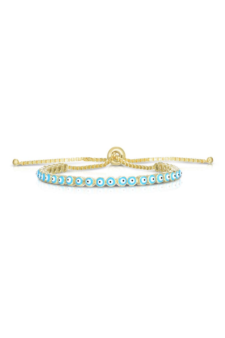 14K Yellow Gold Plated Sterling Silver Evil Eye Bracelet, Main, color, YELLOW GOLD