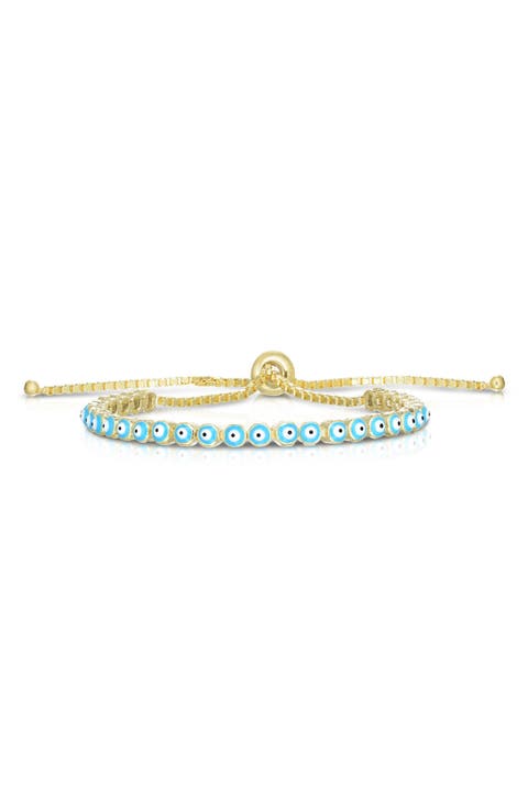14K Yellow Gold Plated Sterling Silver Evil Eye Bracelet