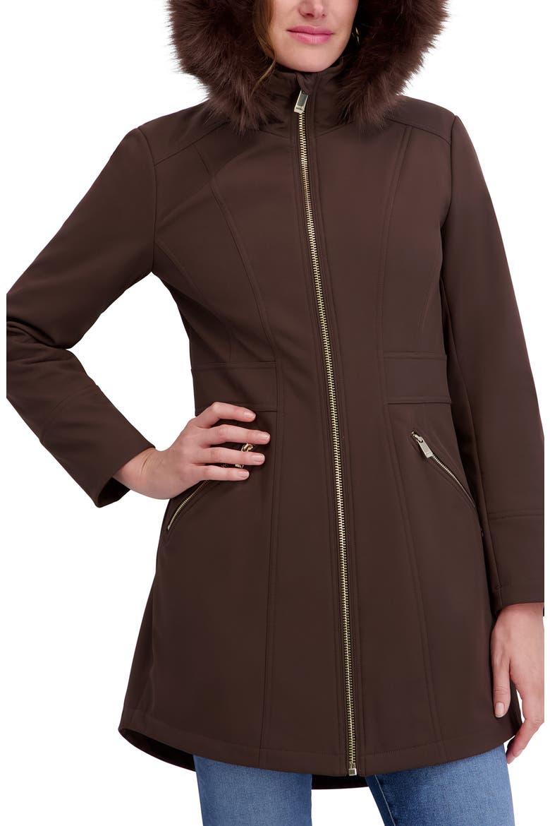 Shelled Faux Fur Trim Hooded Parka, Alternate, color, CHOCOLATE