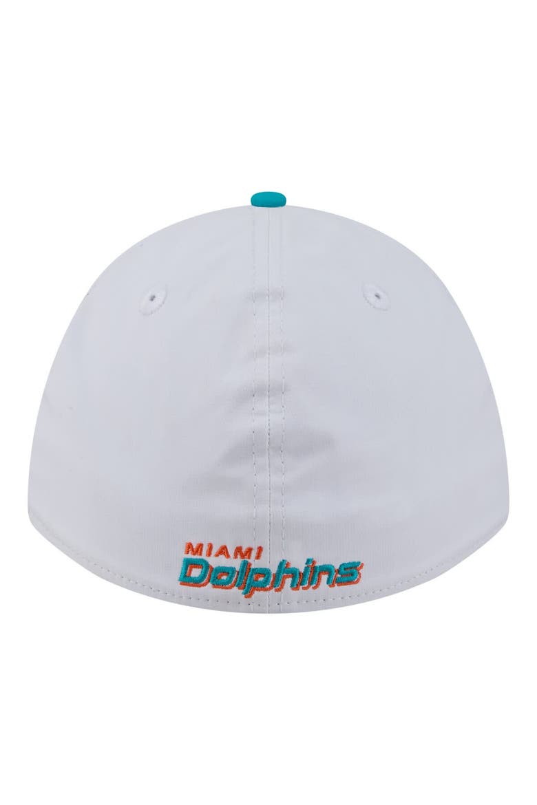 Men's New Era White/Aqua Miami Dolphins Patch 39THIRTY A-Frame M-Crown Perforated Flex Hat, Alternate, color, White