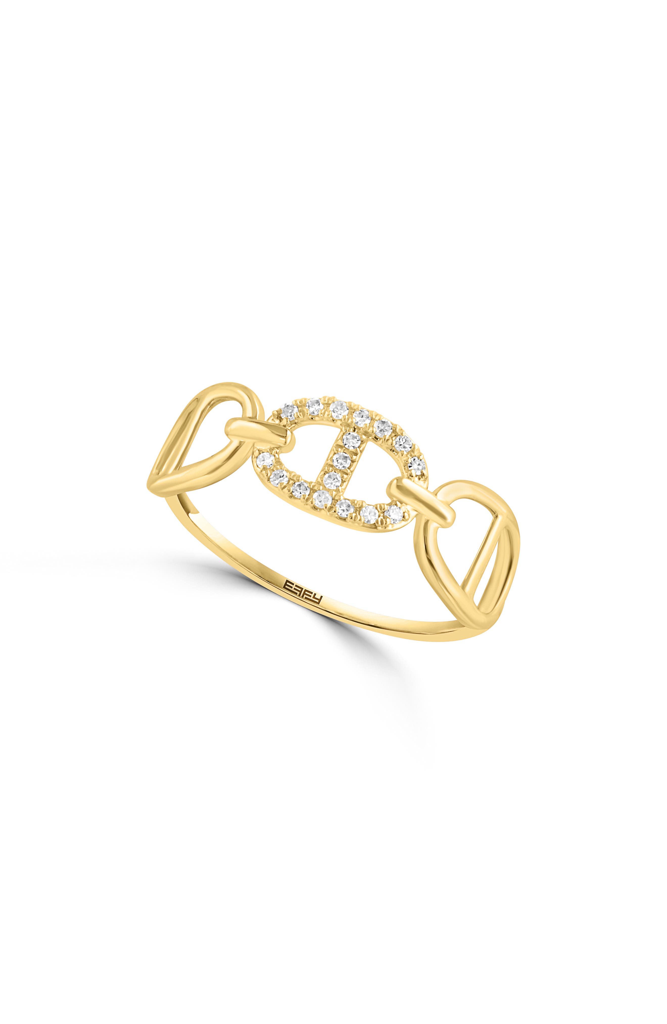 14K Yellow Gold Diamond Mariner Link Ring