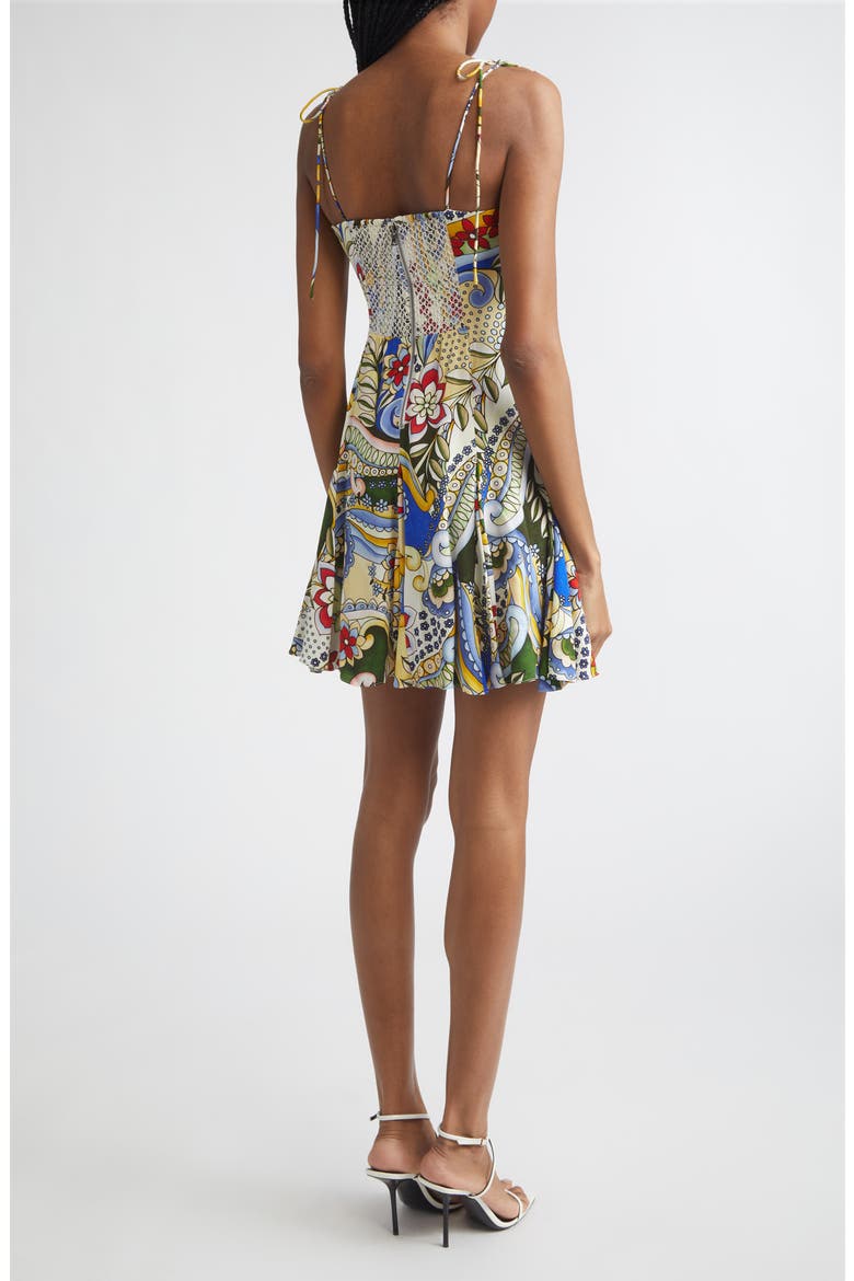 Floral Tie Strap Minidress, Alternate, color, HEAT WAVE
