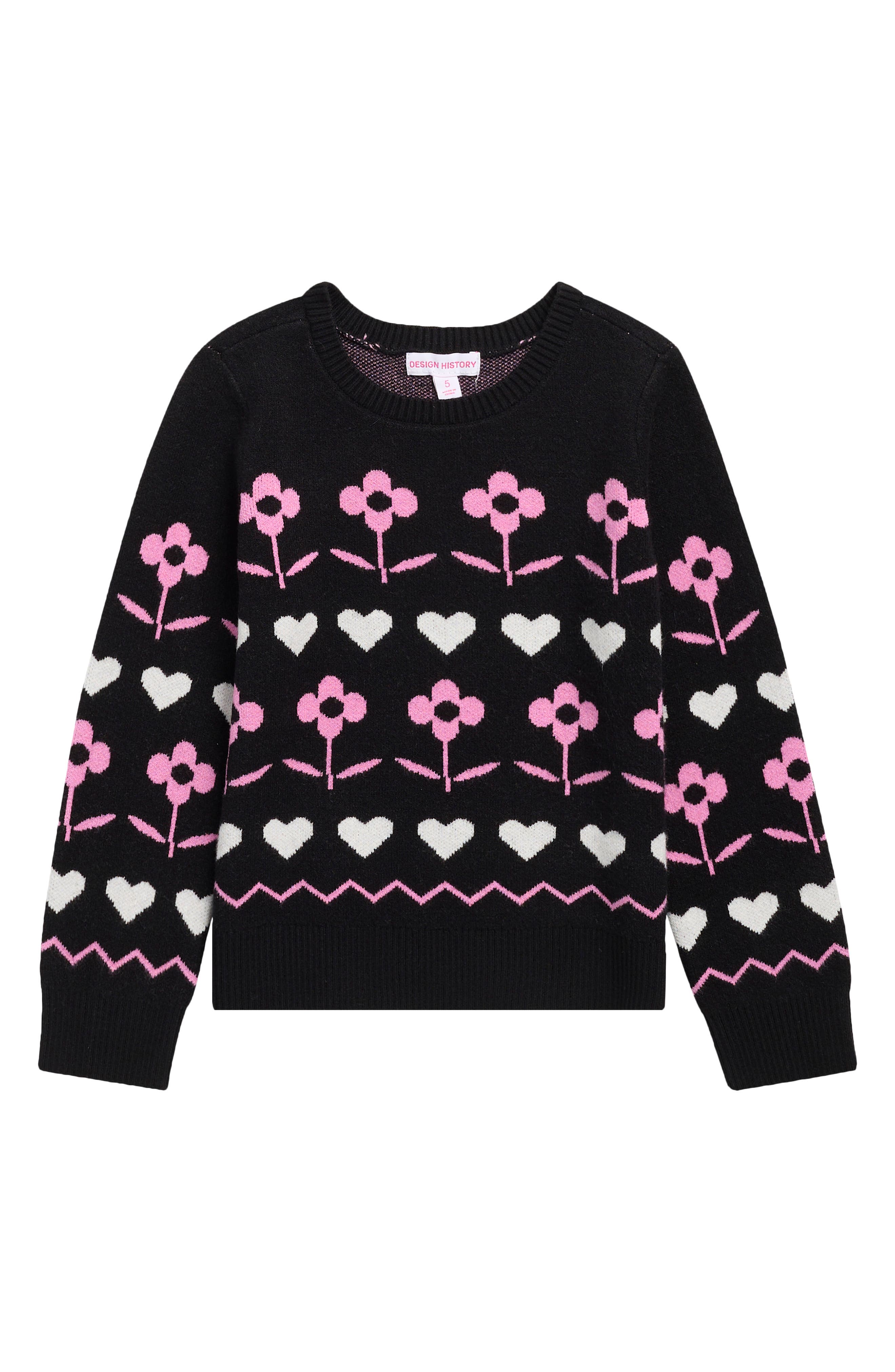 Kids' Flower & Heart Row Sweater