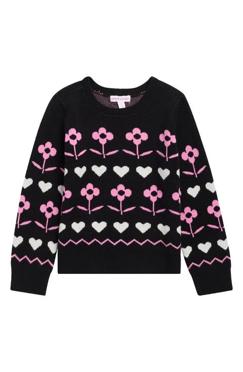 Kids' Flower & Heart Row Sweater
