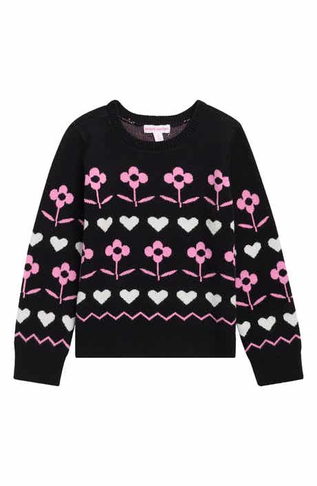 Kids' Flower & Heart Row Sweater