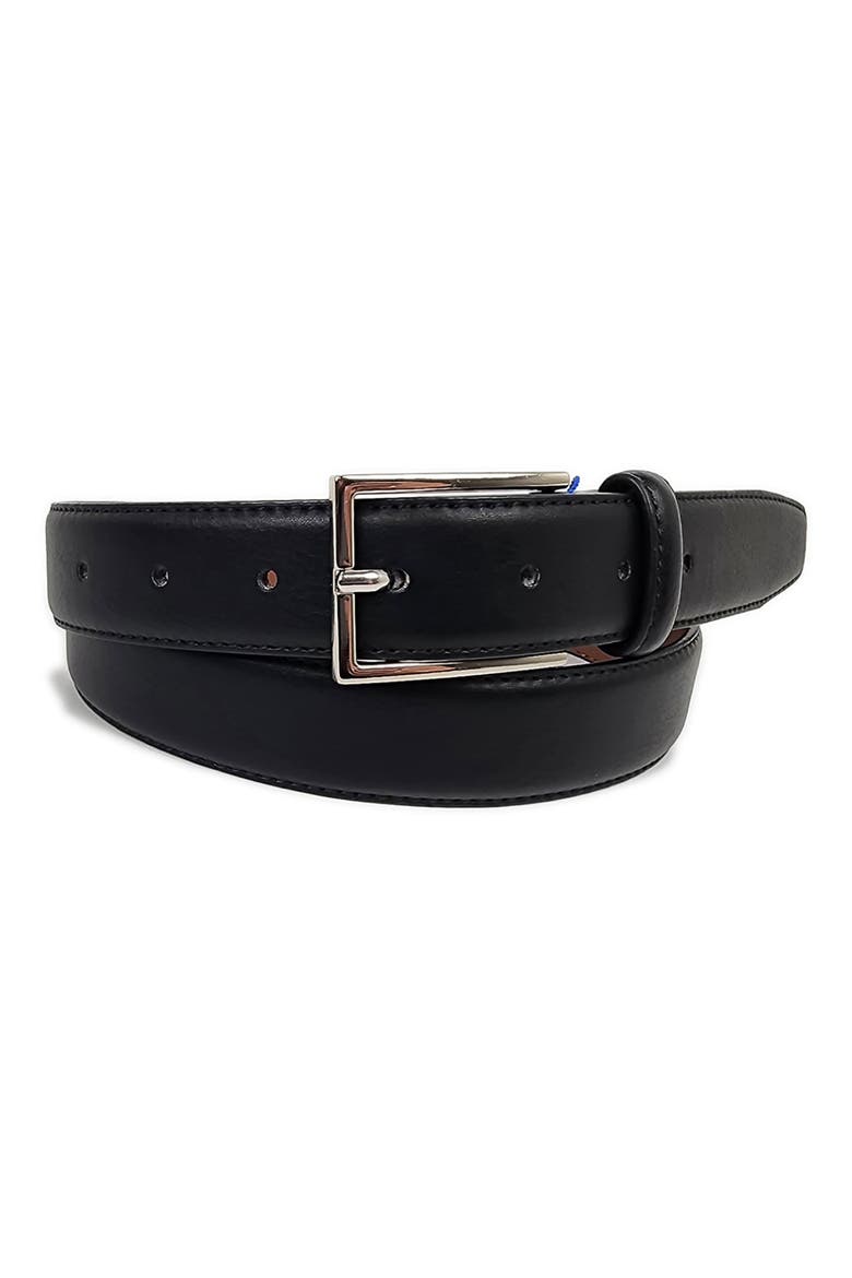 Double Stitch Leather Belt, Main, color, BLACK