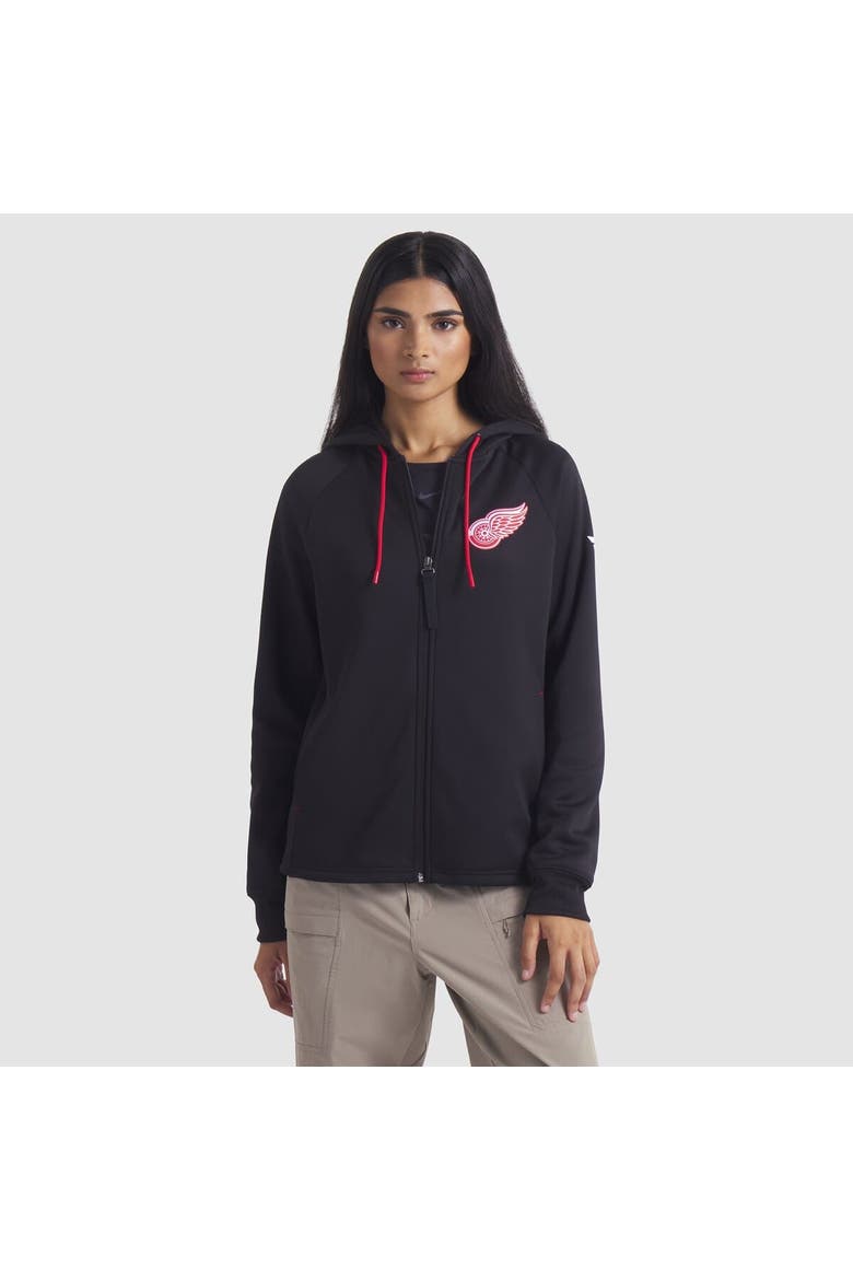 Women's Fanatics Black Detroit Red Wings Authentic Pro Rink Raglan Full-Zip Hoodie, Main, color, Black