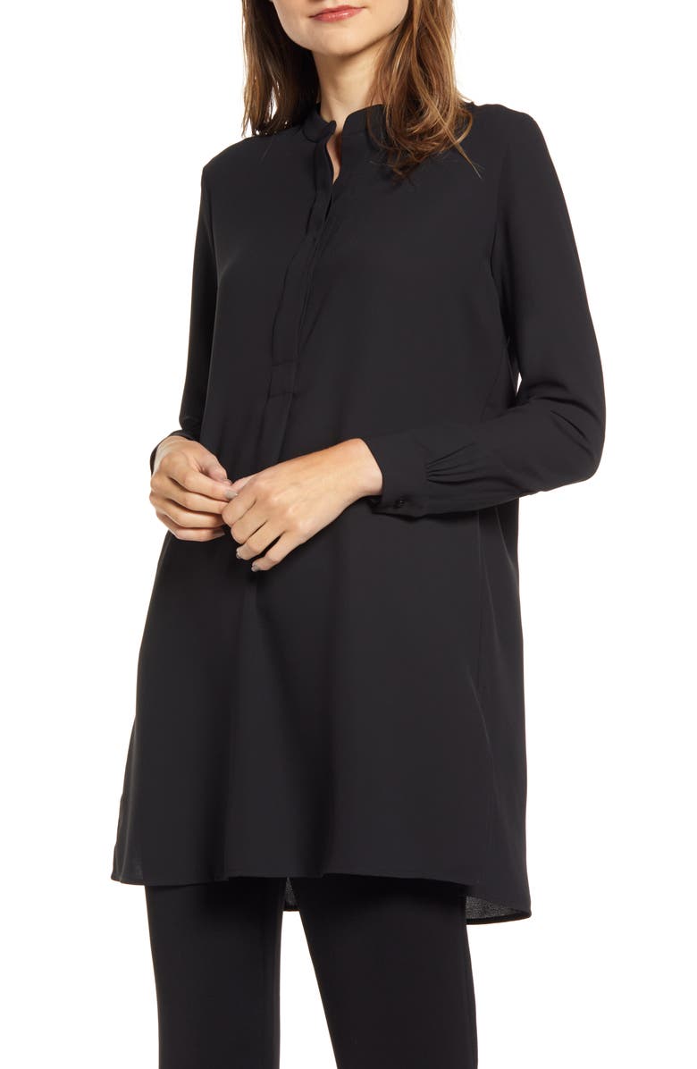 Anne Klein Nehru Tunic Shirt, Main, color, Anne Black