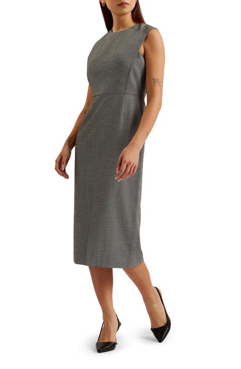 Yutakad Tailored Front Slit Sheath Dress