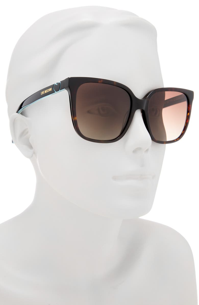 Love Moschino 56mm Square Sunglasses, Alternate, color, Havana