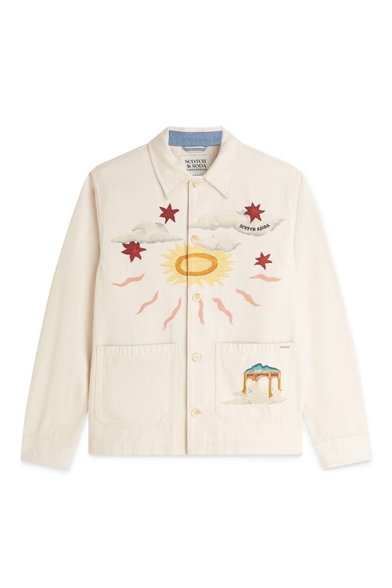 Printed Cotton Twill Overshirt, Alternate, color, EGGNOG