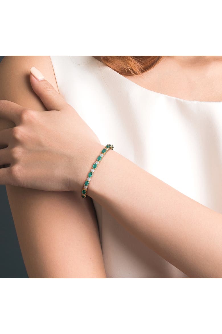 Lab-Created Emerald & Diamond Tennis Bracelet, Alternate, color, Emerald