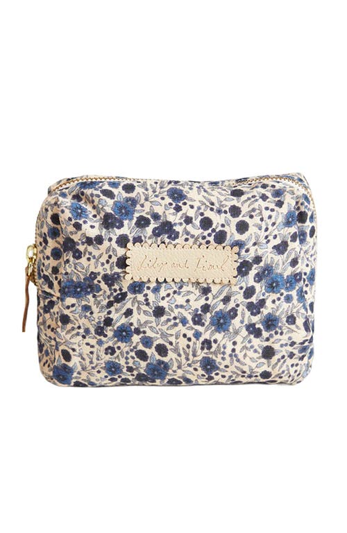 Lily And Lionel London Print Cosmetic Bag In Blue