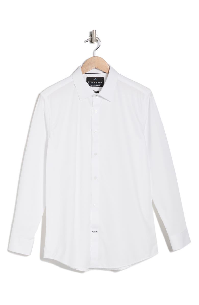 DYLAN PARK Slim Fit Performance 4-Way Stretch Dress Shirt, Main, color, White