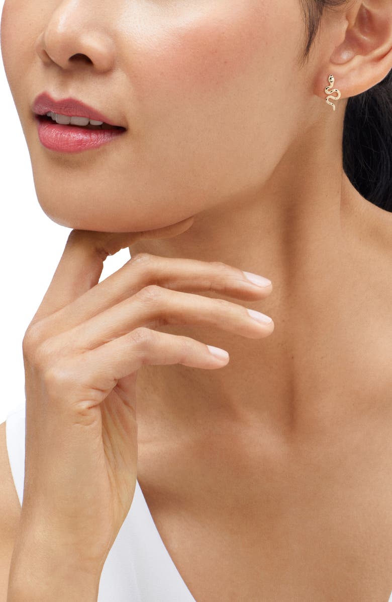 Frankie & Zoe Snake Stud Earrings, Alternate, color, Yellow Gold