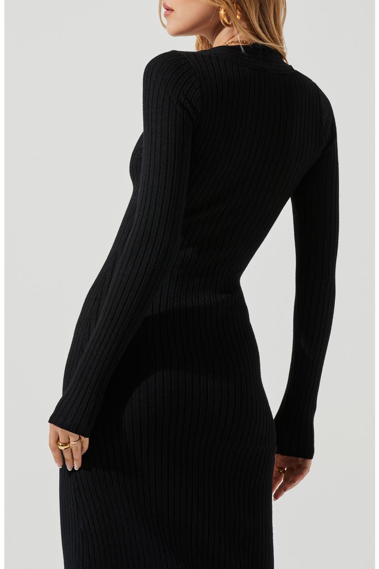 Twist Front Long Sleeve Sweater Dress, Alternate, color, BLACK
