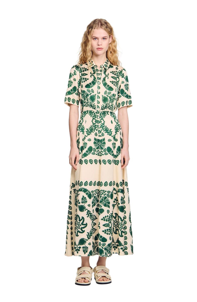 SANDRO Floral print maxi dress, Main, color, 