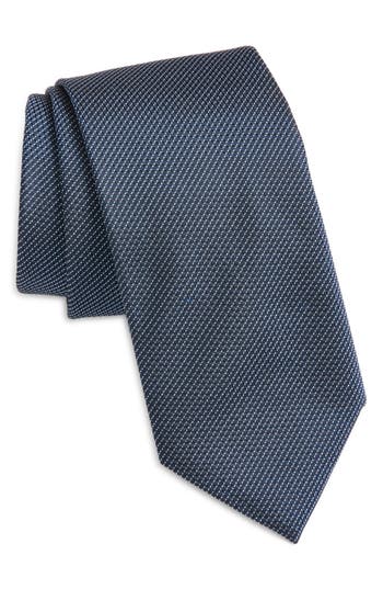 Hugo Boss Boss Diagonal Stripe Jacquard Silk Blend Tie In Blue