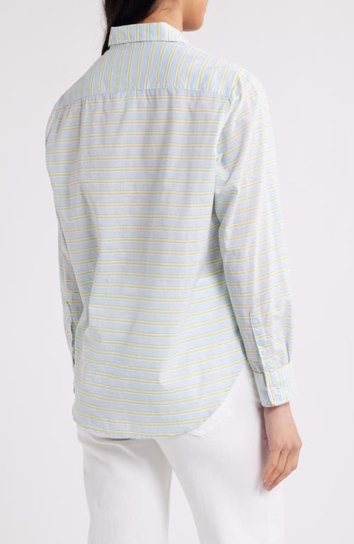 Frank & Eileen Eileen Relaxed Button-up Shirt In Blue Chartreuse Multi Stripe
