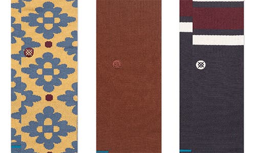 Stance Ceramic 3-pack Assorted Crew Socks In Purple