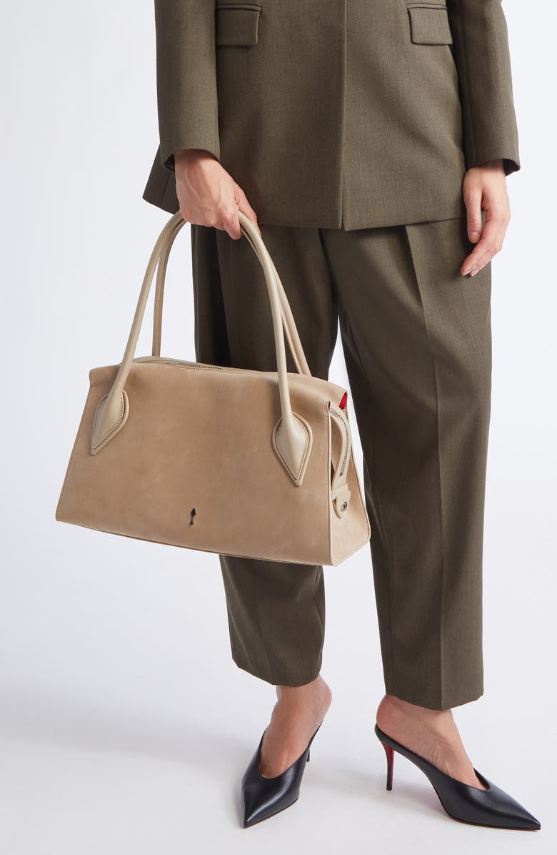 Christian Louboutin Medium Nubuck Leather Shoulder Bag, Alternate, color, F702 Saharienne