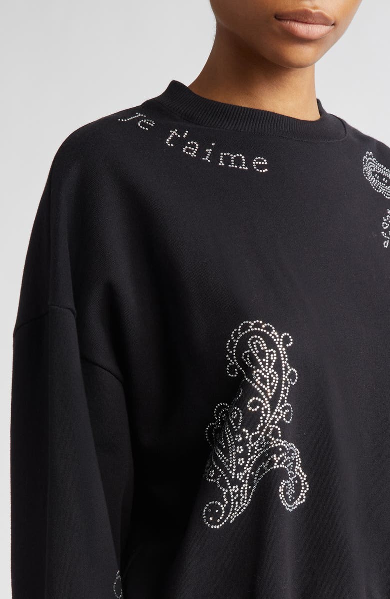 Cinq à Sept Paisley Embellished Graphic Sweatshirt, Alternate, color, Black