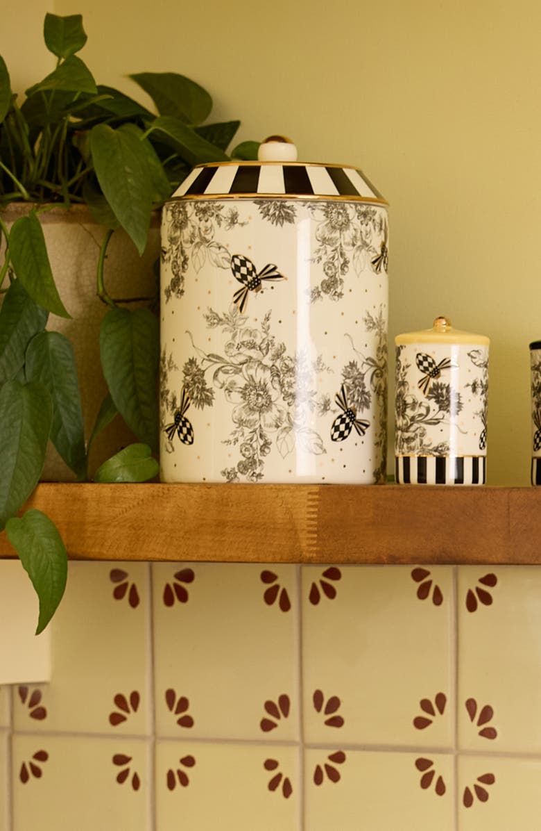 MACKENZIE CHILDS Bee Toile Ceramic Canister, Alternate, color, White