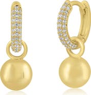 Sienna Vale Bead Charm Cubic Zirconia Huggie Hoop Earrings