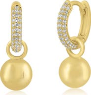 Sienna Vale Bead Charm Cubic Zirconia Huggie Hoop Earrings