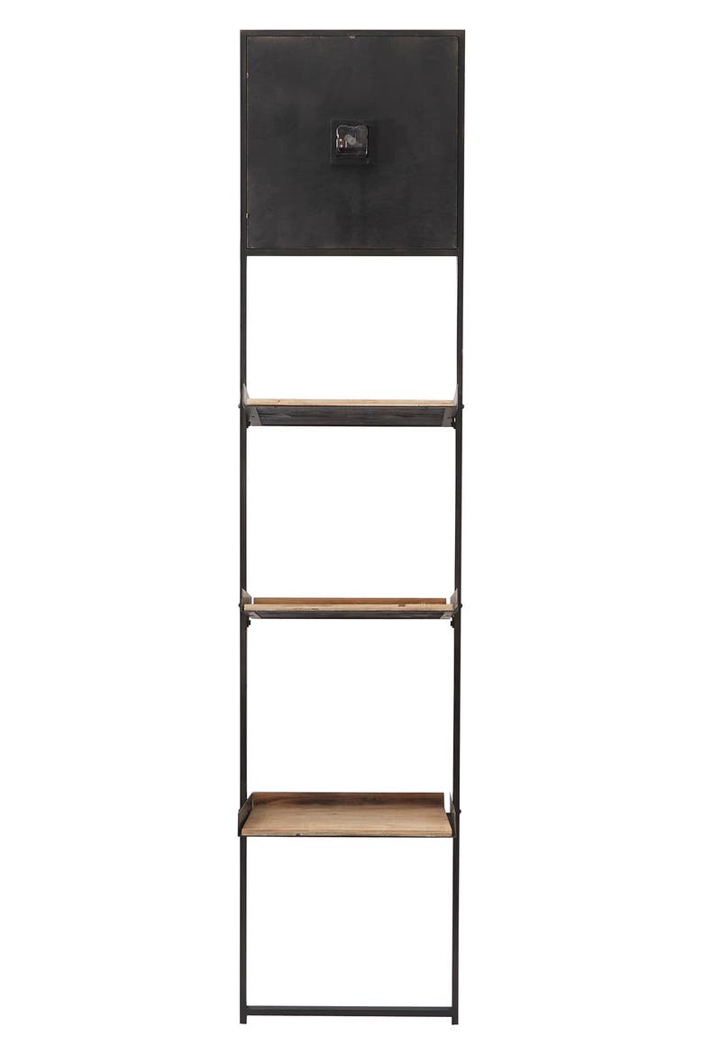 Brown Wood Traditional Wall Shelf with Clock, Alternate, color, BROWN