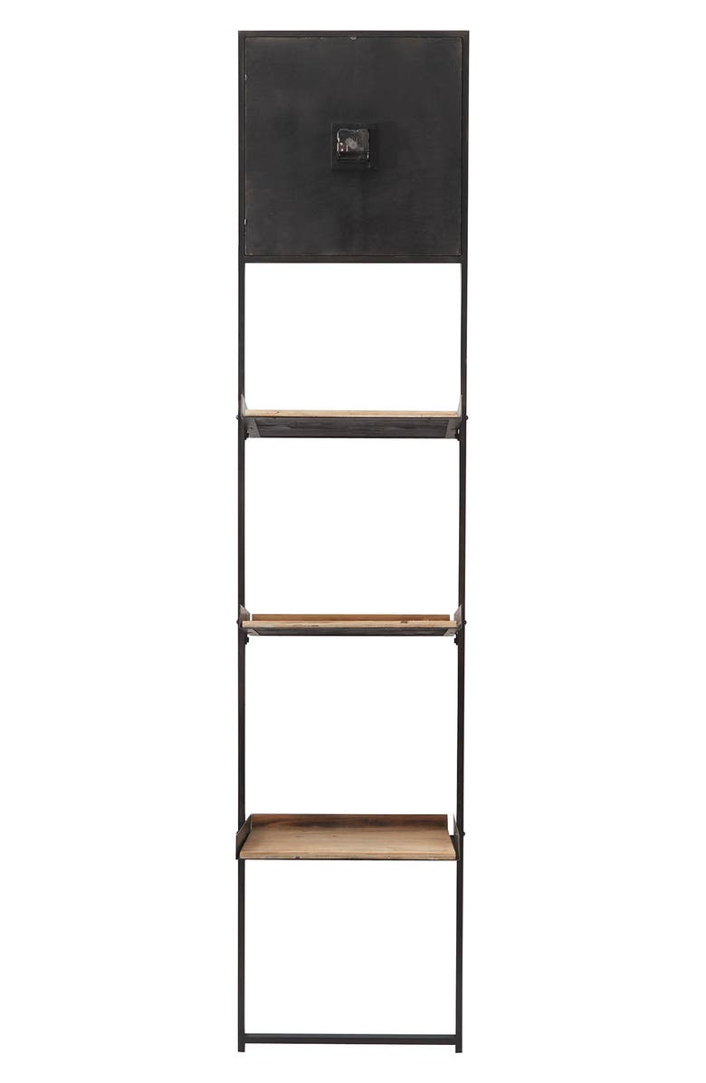 SONOMA SAGE HOME Brown Wood Traditional Wall Shelf with Clock, Alternate, color, Brown