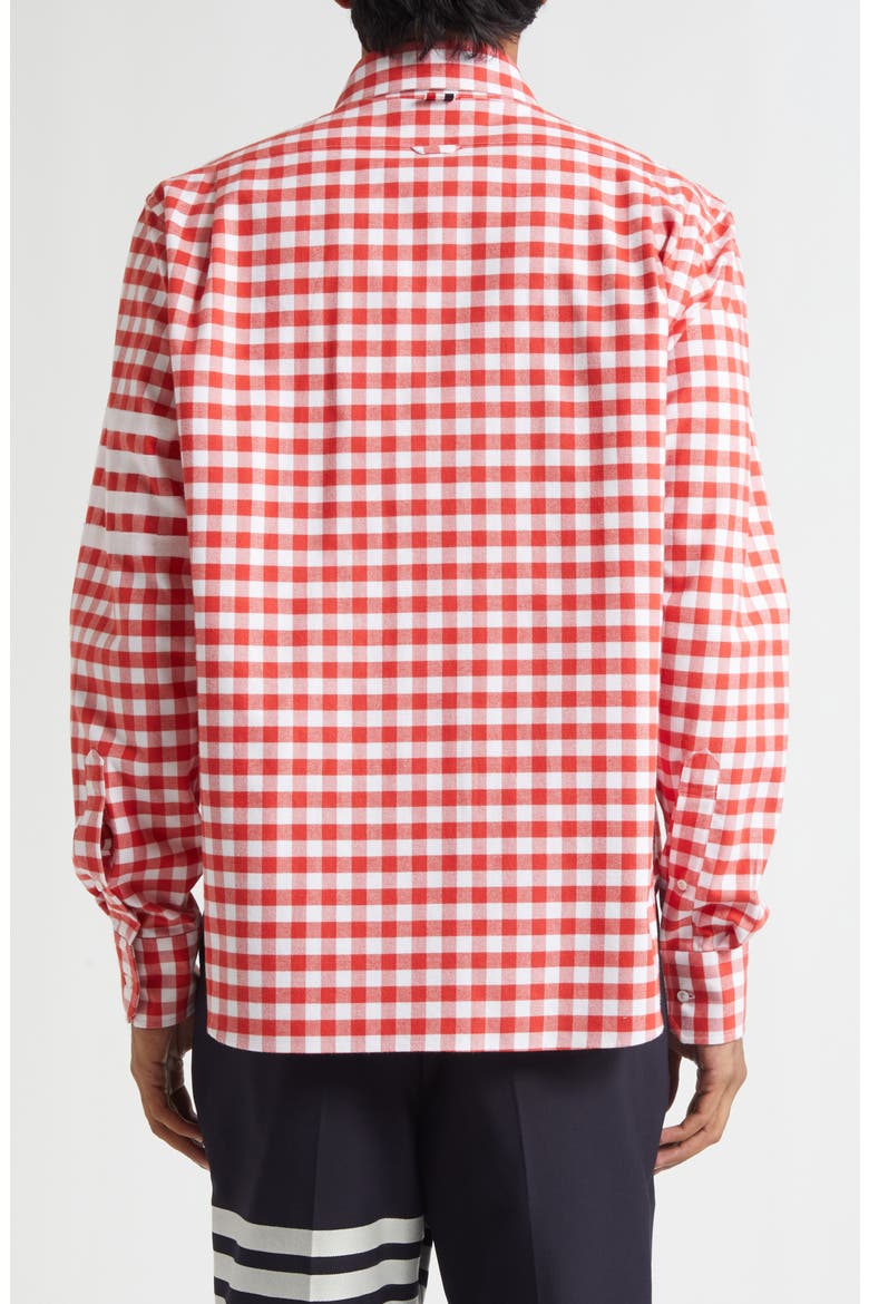 Gingham Cotton Zip Front Shirt Jacket, Alternate, color, RED