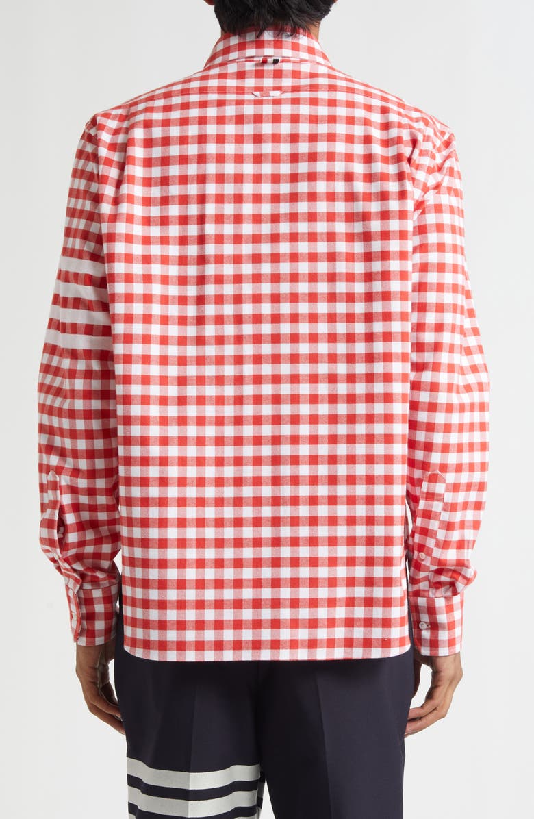 Thom Browne Gingham Cotton Zip Front Shirt Jacket, Alternate, color, Red
