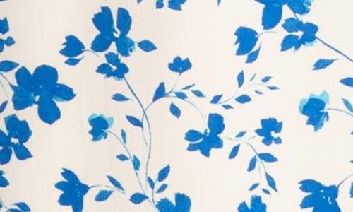 Shop Seraphine Floral Maternity/nursing Midi Dress In Blue/white