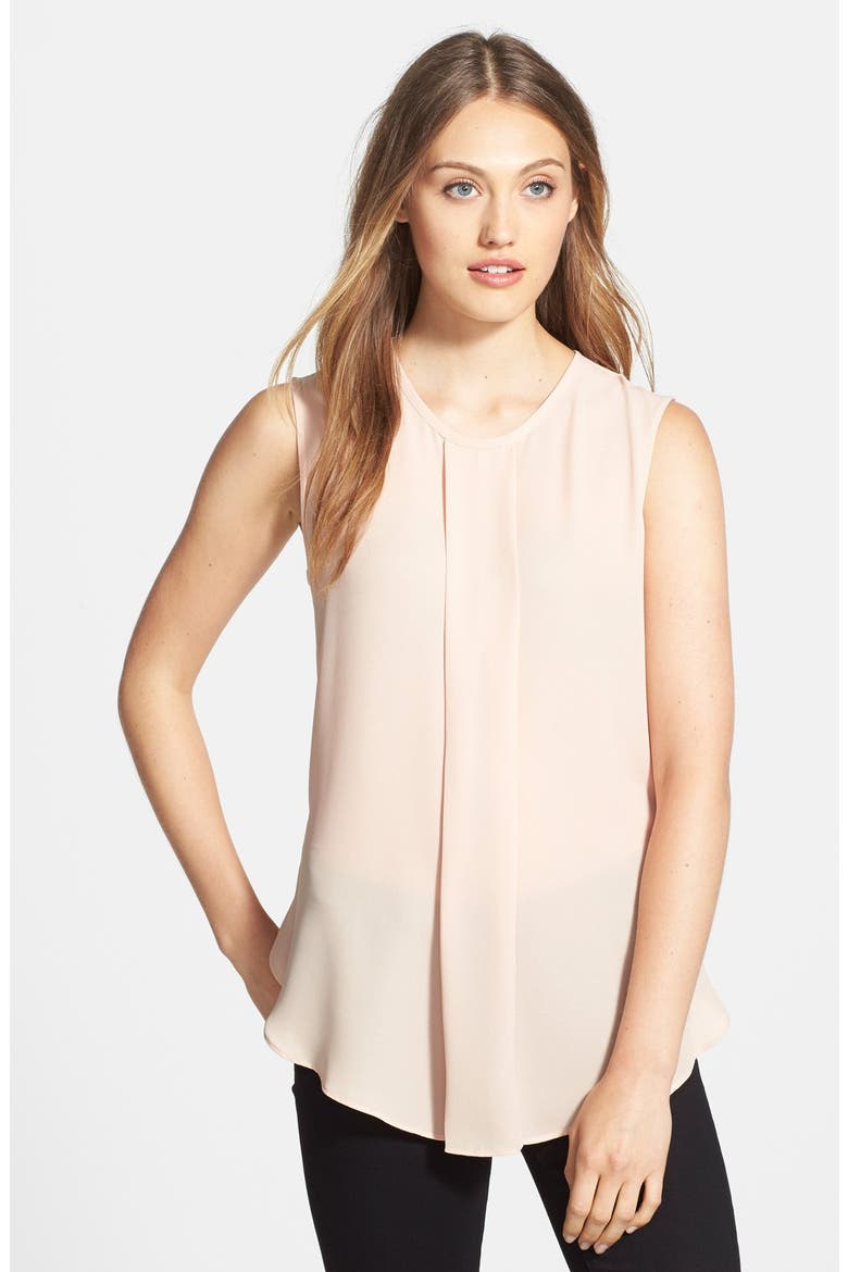 Center Pleat Sleeveless Blouse, Main, color, ROSE DUST